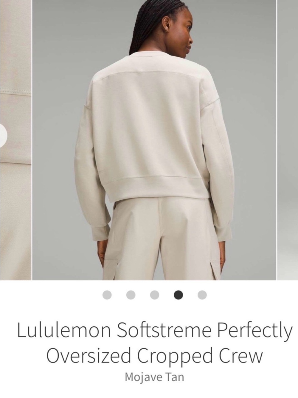 Lululemon Softstreme Perfectly Oversized Cropped Crew Mojave Tan Size 6 - Picture 2 of 7